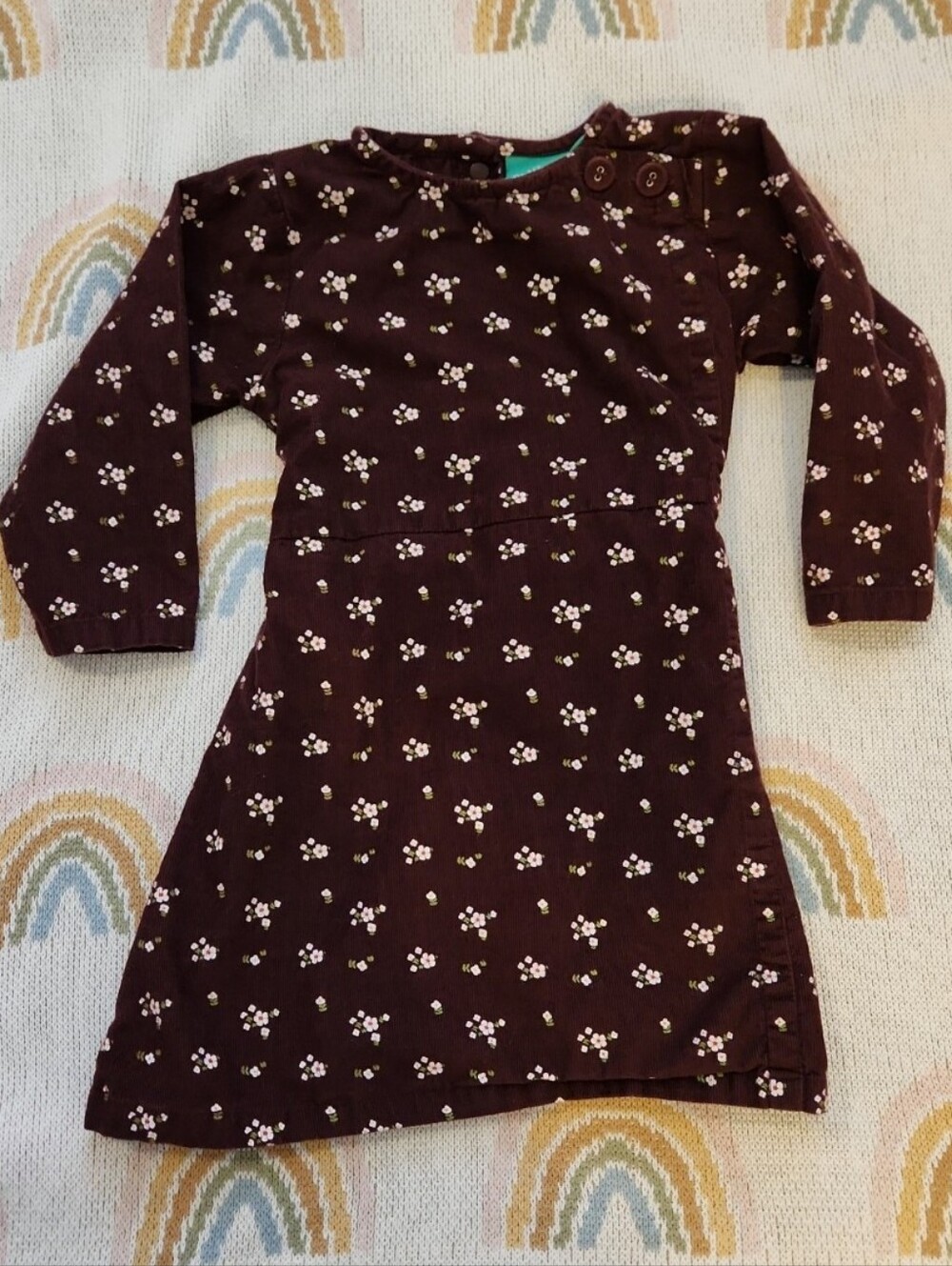 Little green radicals 18-24 months purple floral long sleeves cottagecore dress